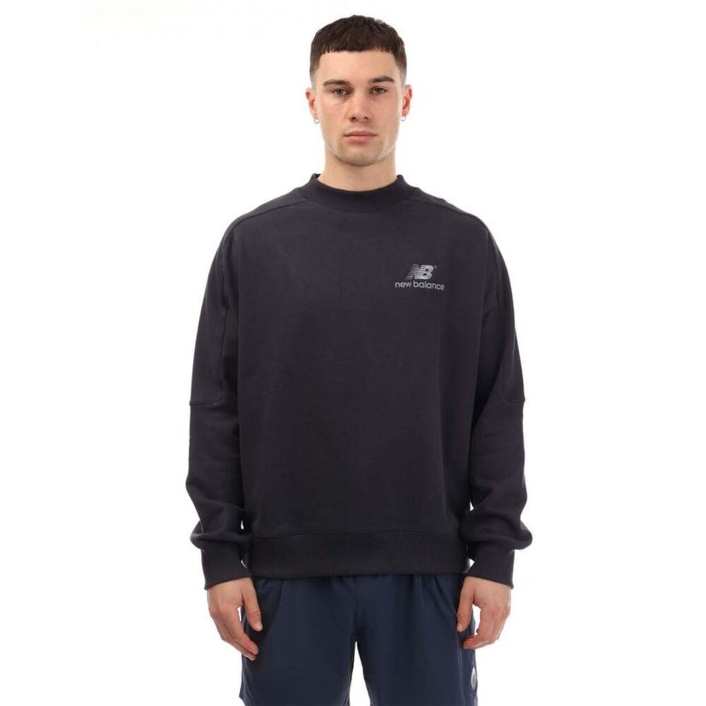 New Balance Mens French Terry Crew Neck Sweatshirt / Navy